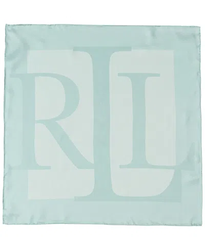 Ralph Lauren Printed Logo Square Scarf In Pale Blue