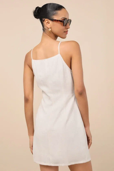 Lulus Chic Objective Light Beige Button-front Mini Dress In Beige