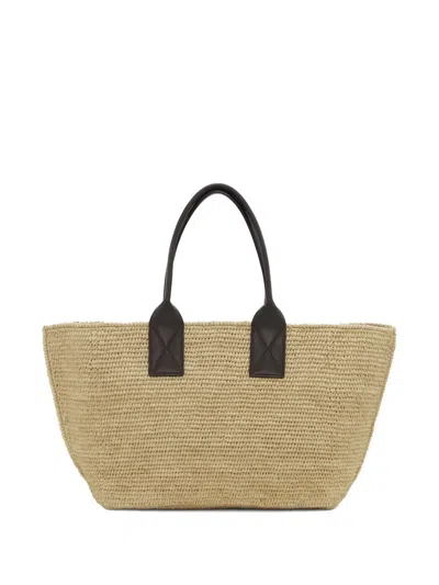 Ganni Elisabetta Franchi Ribbed Knit Top With Breast Pocket In Neutrals