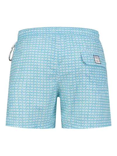 Fedeli Patterned Swim Shorts In Blue
