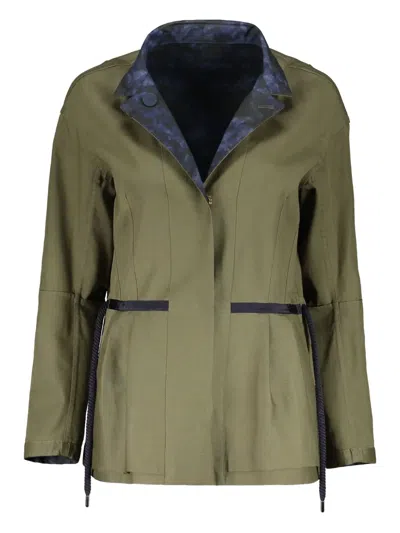 Moorer Button-front Cotton Jacket In Blue