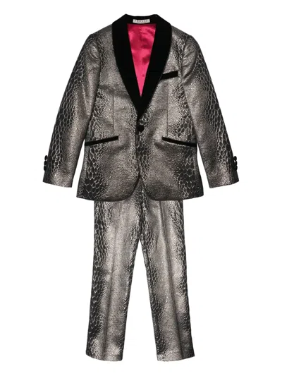 Romano Snake-print Two-piece Suit In Gold