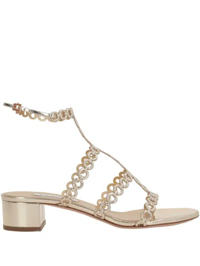 Aquazzura Chain Sandal Infinity 35 In Soft Gold