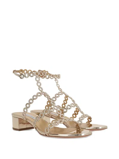 Aquazzura Chain Sandal Infinity 35 In Soft Gold