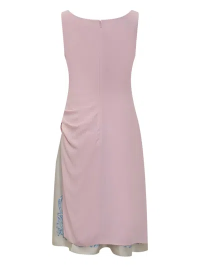 Versace Draped Detail Acetate Blend Dress In Pink