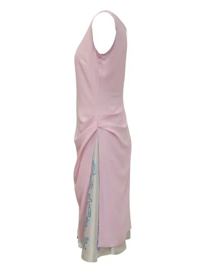 Versace Draped Detail Acetate Blend Dress In Pink
