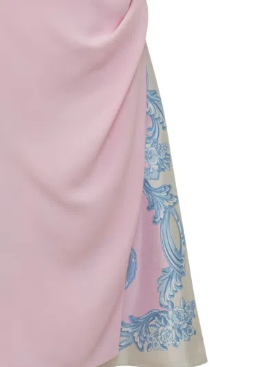 Versace Draped Detail Acetate Blend Dress In Pink