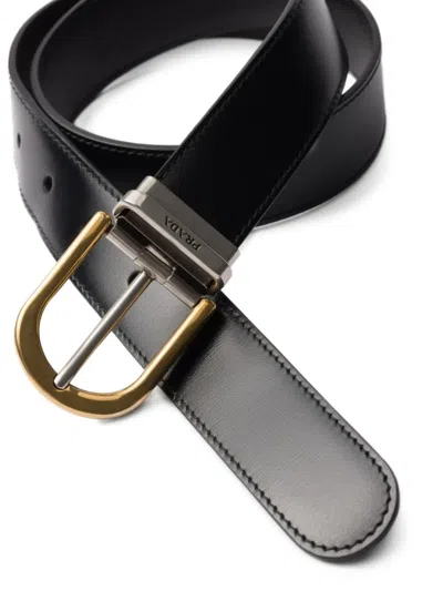 Prada Leather Belt In Black