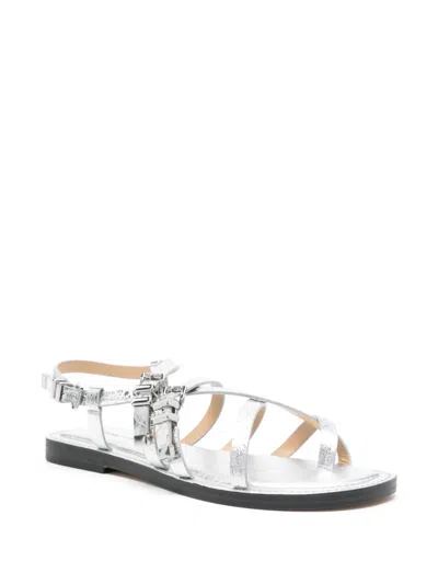 Michael Kors Darrington Leather Sandals In Silver