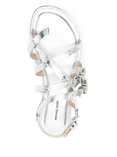 Michael Kors Darrington Leather Sandals In Silver