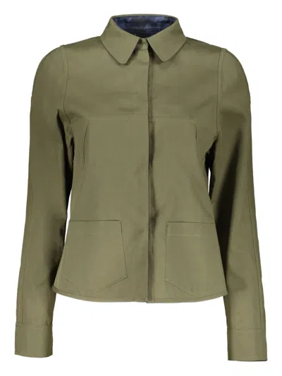 Moorer Button-front Cotton Jacket In Blue