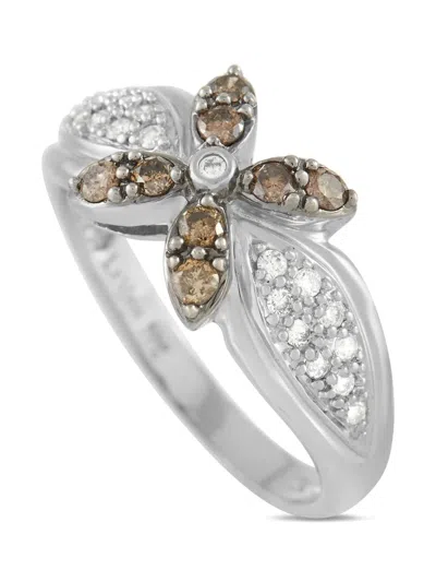 Pre-owned Le Vian Flower 18k White Gold Diamond Ring In Silver