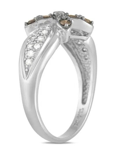 Pre-owned Le Vian Flower 18k White Gold Diamond Ring In Silver