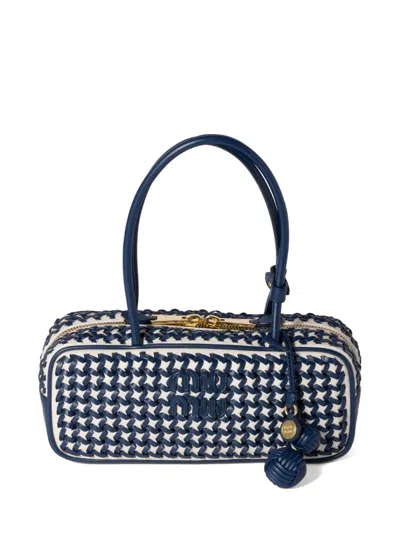 Miu Miu Bea Woven-effect Tote Bag In Blue