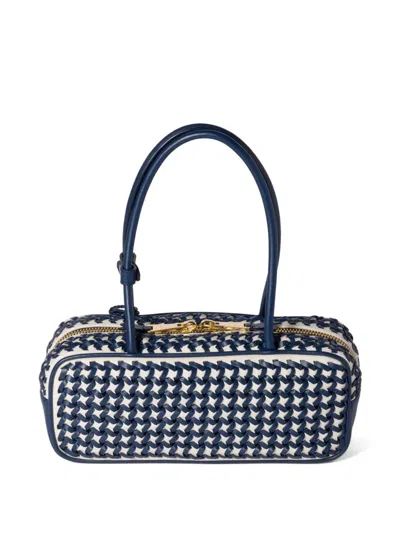 Miu Miu Bea Woven-effect Tote Bag In Blue