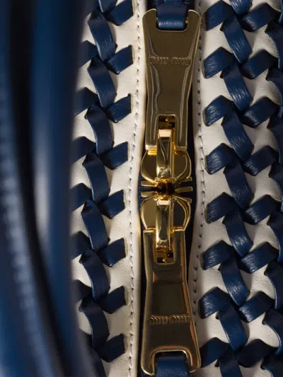 Miu Miu Bea Woven-effect Tote Bag In Blue