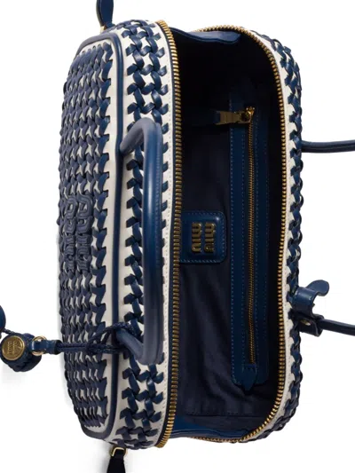 Miu Miu Bea Woven-effect Tote Bag In Blue
