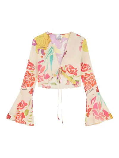 Donde Esteban X Valentino Cortazar Flores Blouse In Neutrals