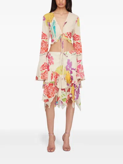 Donde Esteban X Valentino Cortazar Flores Blouse In Neutrals