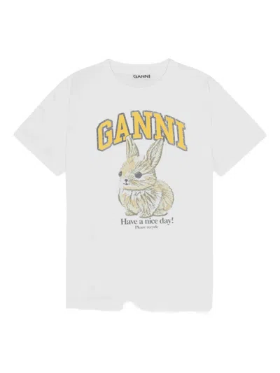 Ganni Basic Jersey Baby Bun Relaxed T-shirt In Bright White