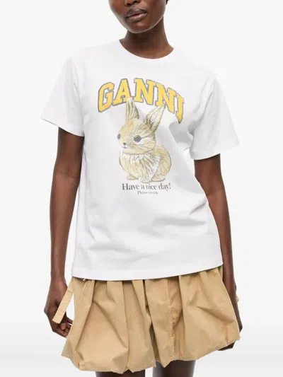 Ganni Basic Jersey Baby Bun Relaxed T-shirt In Bright White