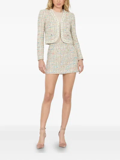 Alice And Olivia Peyton Cropped Metallic Cotton-blend Tweed Jacket In Neutrals