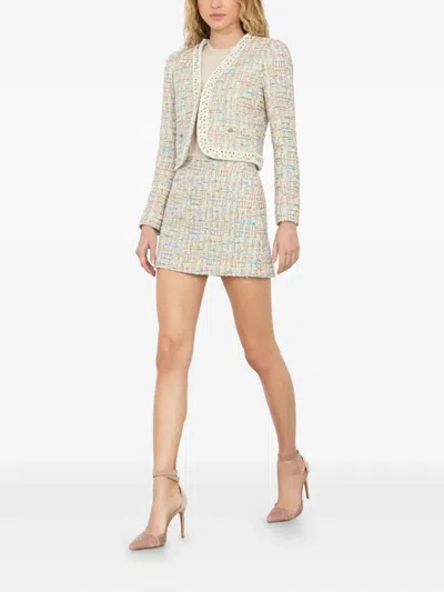 Alice And Olivia Peyton Cropped Metallic Cotton-blend Tweed Jacket In Neutrals