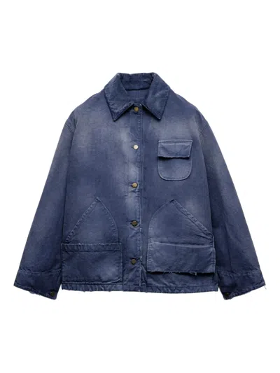 Prada Ausgewaschene Jacke Aus Canvas In Blue