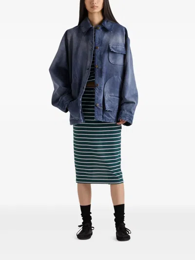 Prada Ausgewaschene Jacke Aus Canvas In Blue
