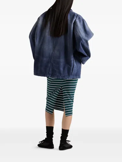 Prada Ausgewaschene Jacke Aus Canvas In Blue