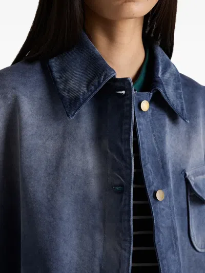 Prada Ausgewaschene Jacke Aus Canvas In Blue