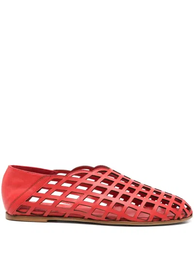 Gia Borghini X Helsa Peek-a-boo Ballerina Flat In Red