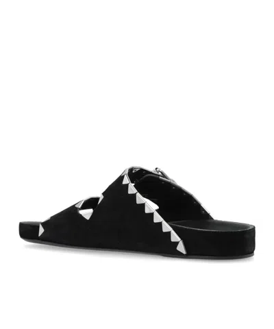 Isabel Marant Lennyo Flat Leather Sandals With Metal Accents In Black