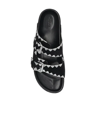 Isabel Marant Lennyo Flat Leather Sandals With Metal Accents In Black