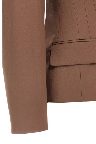 Dries Van Noten 'bohana' Blazer Single-breasted Back Vent In Brown