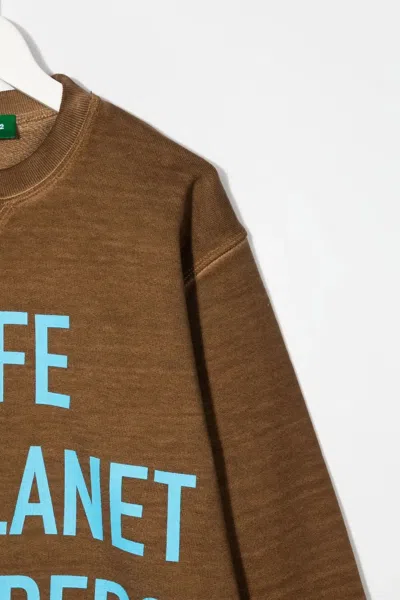 Dsquared2 Long Sleeve Sweatshirt In Chestnut Brown/light Blue