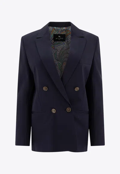 Etro Double-breasted Blazer In Blue