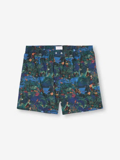 Derek Rose Men's Classic Fit Boxers Cotton Batiste Multi Midnight Jungle Print