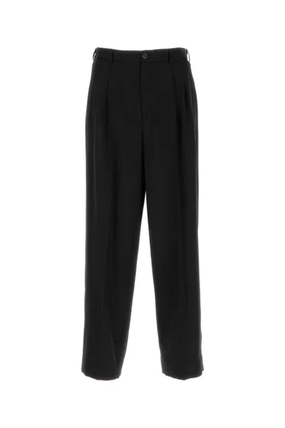 Magliano Wide-leg Wool Trousers With Pockets And Pleats In Black