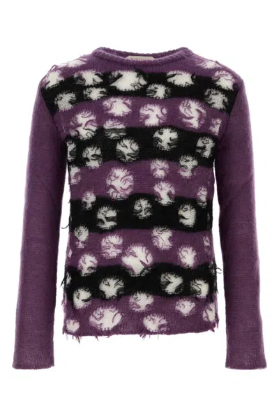 Namacheko Wool Blend Crew-neck Sweater With Intentional Rips In Purple