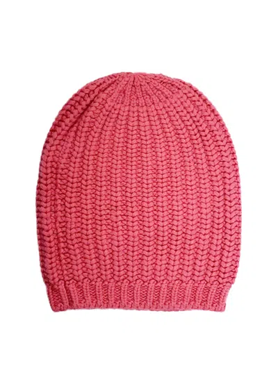 La Rose Cash Costa Corto Ribbed Beanie In Coral