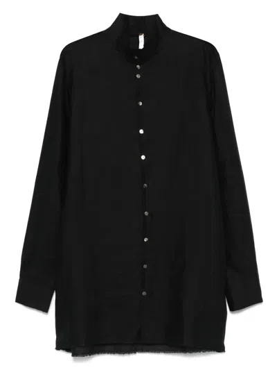Label Under Construction Raw Edge Shirt In Black