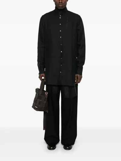 Label Under Construction Raw Edge Shirt In Black