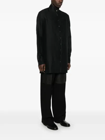 Label Under Construction Raw Edge Shirt In Black