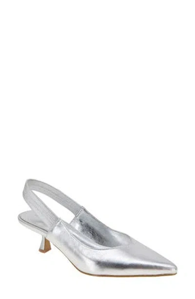Bcbgeneration Kayla Pointed Toe Kitten Heel Pump In Silver