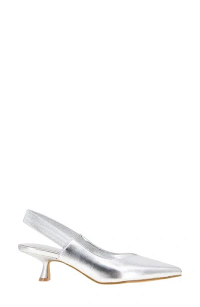 Bcbgeneration Kayla Pointed Toe Kitten Heel Pump In Silver