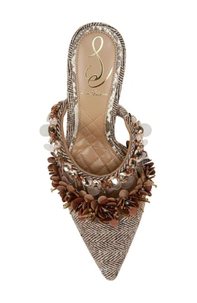 Sam Edelman Athena Pointed Toe Mule Pump Brown Multi Fabric In Brown Multi