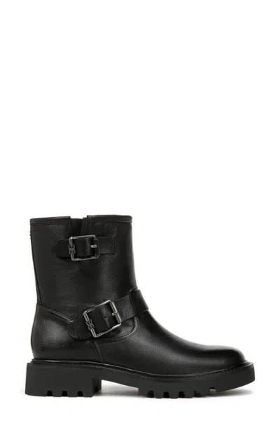 Sam Edelman Kinsley J2563l1001 Woblack Leather Motorcycle Boots Rhs5547 In Black
