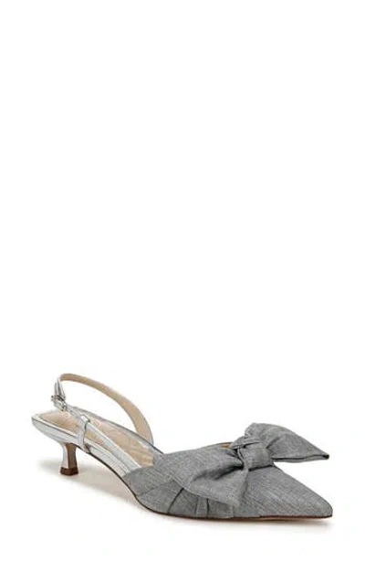 Sam Edelman Treena Slingback Kitten Heel Soft Silver Weave In Soft Silver