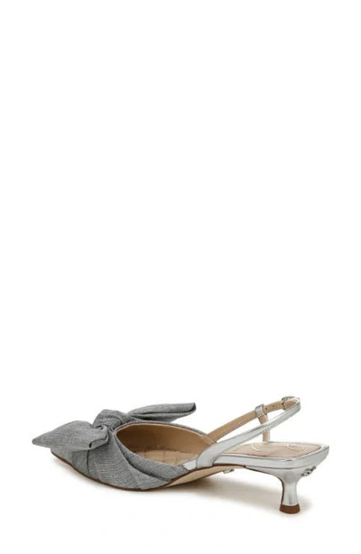 Sam Edelman Treena Slingback Kitten Heel Soft Silver Weave In Soft Silver